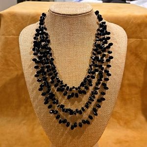 Four-layer Black Beaded Necklace